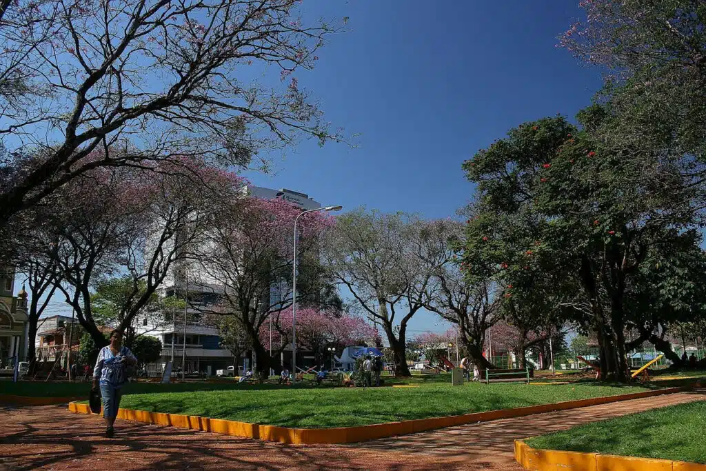 Main square of Encarnación, Paraguay