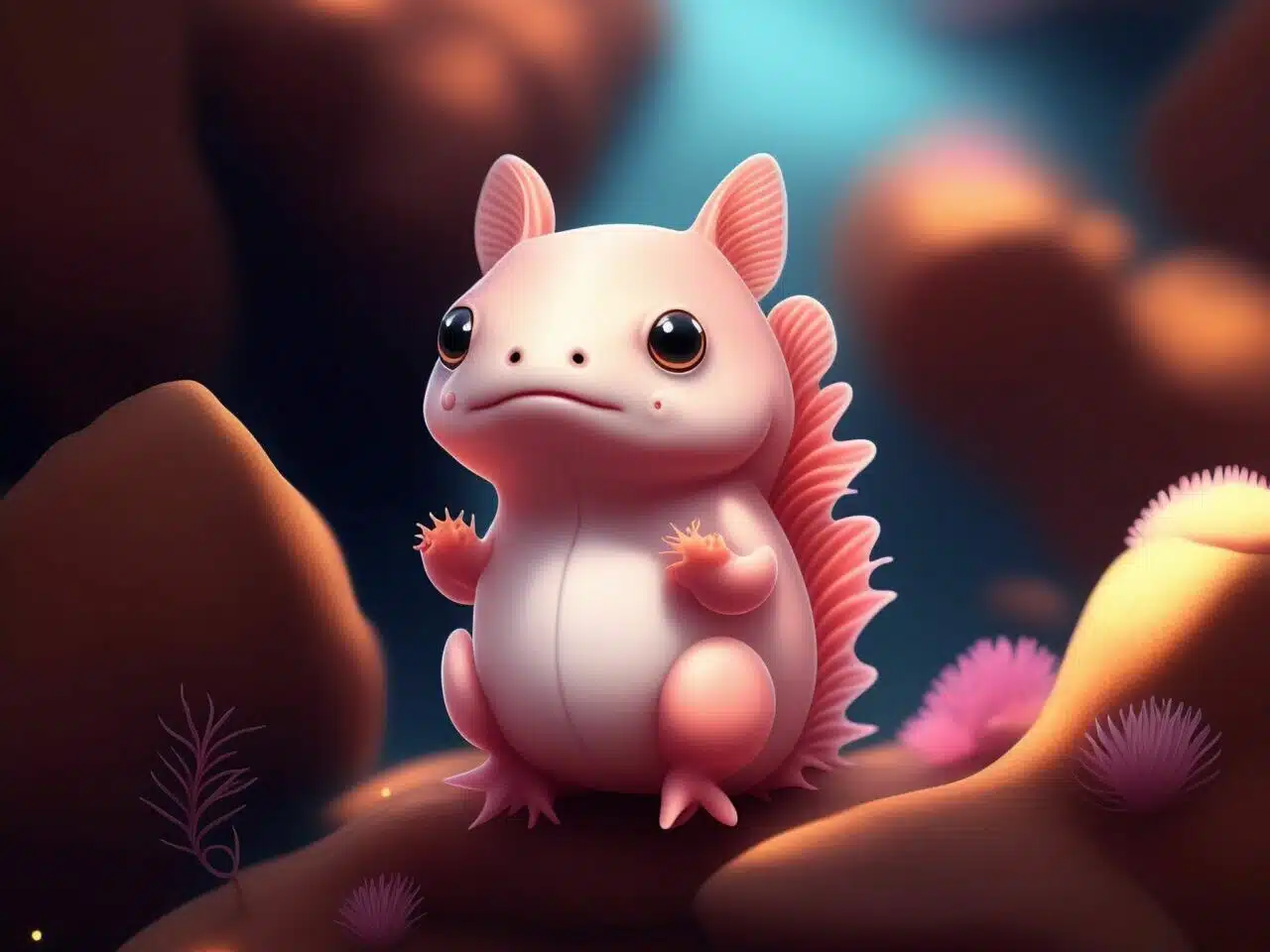 Another cute illustration of an axolotl
