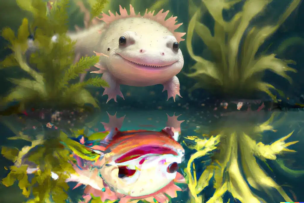 Another cartoon axolotl