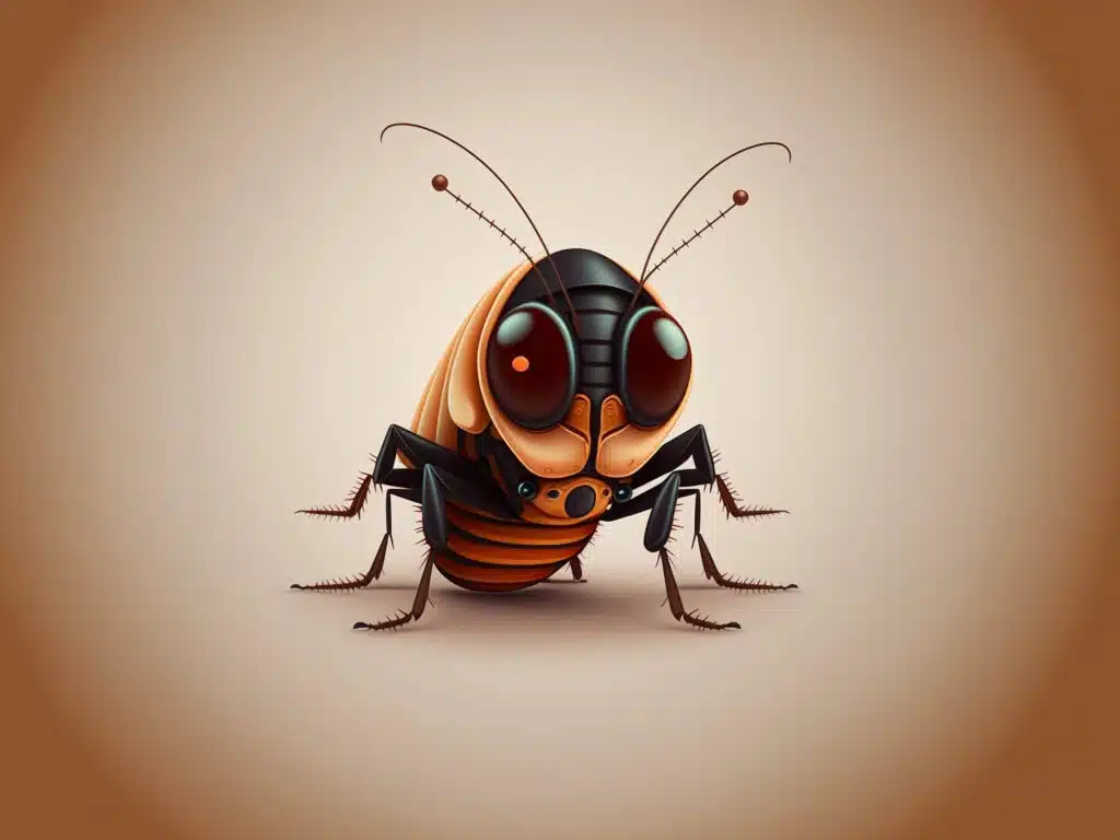 A very cute cartoon cockroach