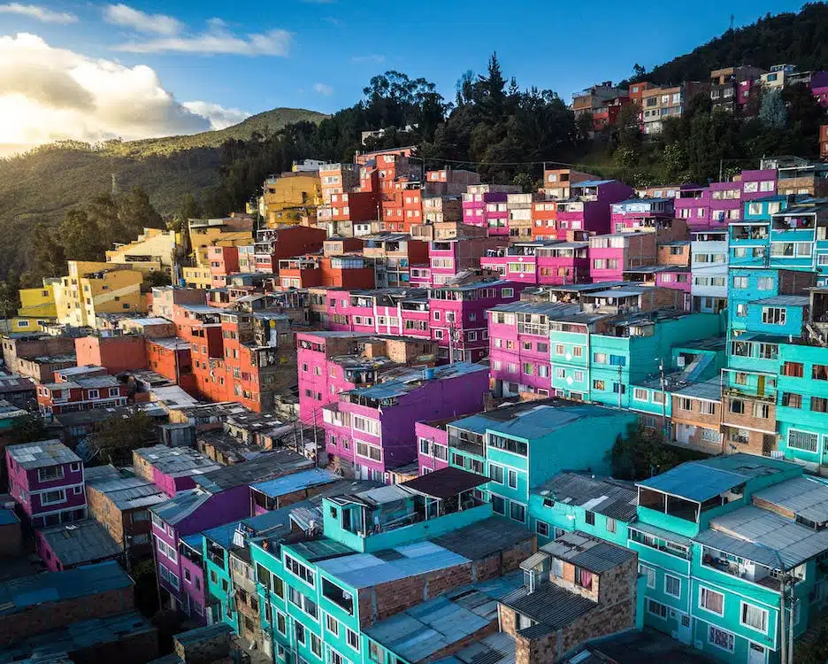 Colorful houses in Bogotá, Colombia - Paraguay vs Colombia