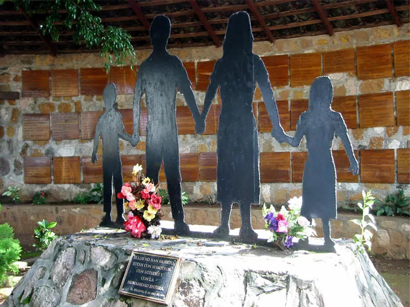 Memorial of massacre site at El Mozote, Morazán, El Salvador.