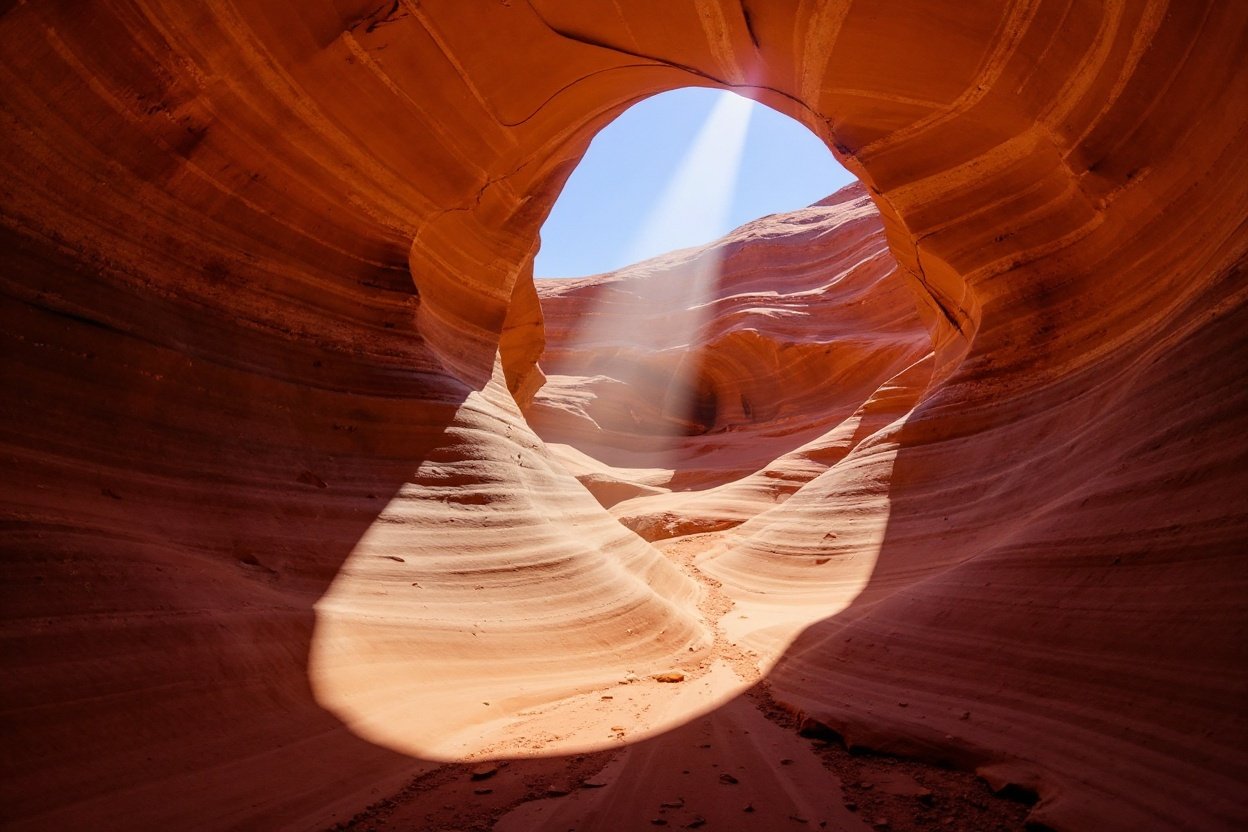 #13. Antelope Canyon, Arizona - Sandstone Sculpted Into Something Dreamlike - Midday Light Beam