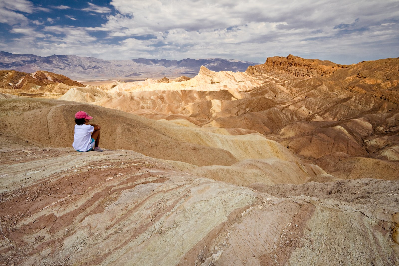 Manly Beacon and Red Cathedral viewed from Zabriskie Point, Death Valley National Park, California, USA.
